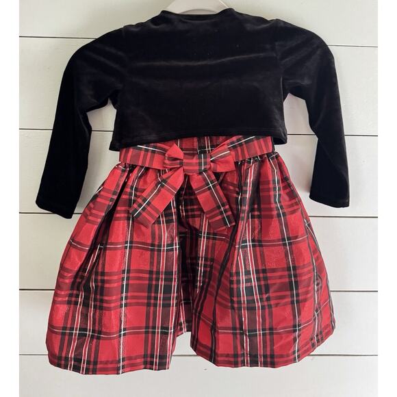NEW Bonnie Jean Girl Size 4 Red Black Plaid Sleeveless Dress Black Jacket NWT - Picture 3 of 10